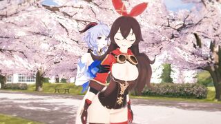 Genshin Impact Hentai 3D Futanari - Amber x Futa Ganyu - 10 image