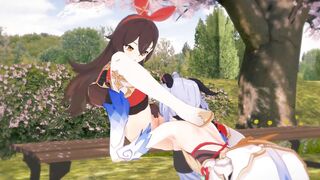 Genshin Impact Hentai 3D Futanari - Amber x Futa Ganyu - 3 image