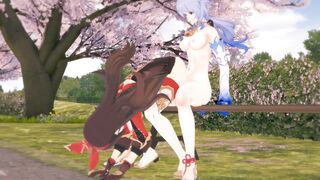 Genshin Impact Hentai 3D Futanari - Amber x Futa Ganyu - 8 image