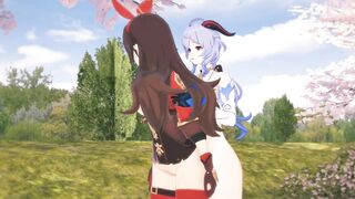 Genshin Impact Hentai 3D Futanari - Amber x Futa Ganyu - 9 image