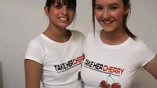 Blonde and brunette inexperienced whores touch and lick each other - 1 image