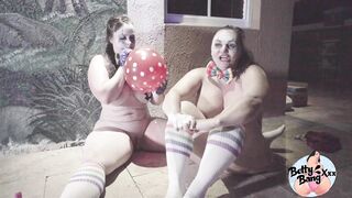 Lesbian Clowns Ride and Burst Balloons While Sucking on Dildos - 13 image