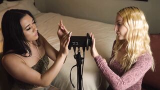 Stimulating EAR LICKING ASMR - DOUBLE TROUBLE 2 SEXY GIRLS - 15 image