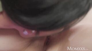 Lez MILF plays with y. shaved pussy - 7 image