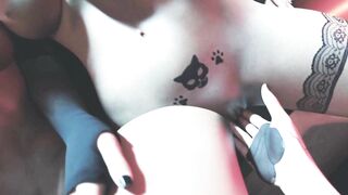 Modification of the girl made two bitches very happy - Animation Pov futanari 3some sex, where dickgirl fucks two girls - 15 image