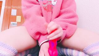 Preview Fansly asian Kawaii Girl ride Pink Monster dildo close Up 18 cowgirl Pink pussy - 14 image