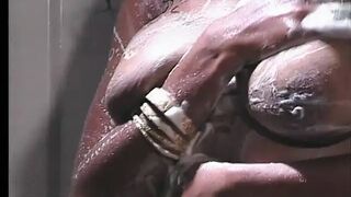 Black and white lesbians with big tits fuck with a strap on