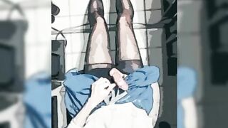 Cosplay black stockings masturbation - 3 image
