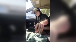 lesbian gives friend handjob in car - 3 image