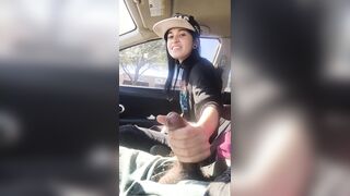 lesbian gives friend handjob in car - 4 image
