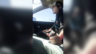 lesbian gives friend handjob in car - 5 image