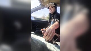 lesbian gives friend handjob in car - 6 image