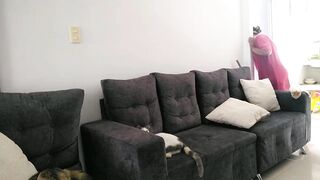 While I take a bath my stepsister records me naked with her cell phone, I claim her but I am content caressing my tits and kissing my pussy - 2 image