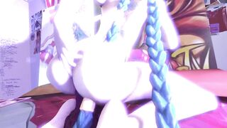 horny teen pounding hard ALL her holes in bedroom using huge dildo, anal plug and bbc to stretch her mouth - 14 image