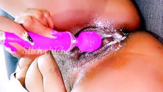 Horny Ebony creamed on her vibrato