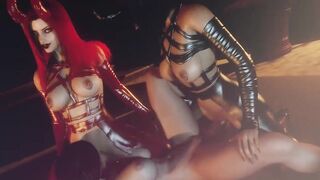 Two succubi fuck a girl - 4 image