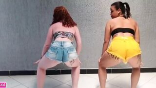 Brunette and albino tail swinging hot dancing funk four naked and horny - 1 image