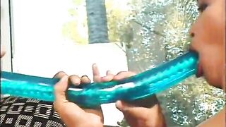 Hot Chinese bitch is licked and fucked with dildo by busty redhead - 13 image