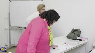 Two schoolgirls lick and fuck two big lesbian teachers at - 5 image