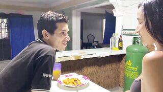 MY FRIEND LIKES TO SMOKE BEFORE ENTERING THE HOUSE AND POURING HIS CUM ON MY TITS - 3 image