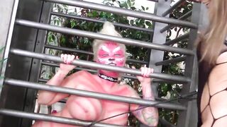 Lezdom Mistress dominate bodypainting cat with fisting and licking - 2 image