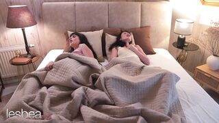 Lesbea Lilly Bella and Mia Trejsi petite teen lesbian romantic pussy licking and scissoring orgasm - 5 image