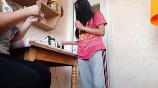 Fucked my step sister's girlfriend while step sister was on the phone outside the door - Lesbian Illusion Girls - 3 image