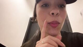 Cute waitress can't take it anymore and jerks off in the bathroom at work - I get creampie - 3 image