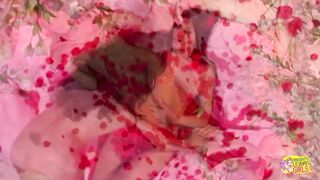 Sensual and romantic retro lesbian scene with two stunning brunette eating each others tight pussies - 11 image