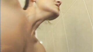 Horny slut go muff diving in the bathroom and toy fuck twat - 9 image