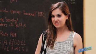 Petite chick have intense lesbian sex with her teacher to get a better grade