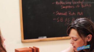 Petite chick have intense lesbian sex with her teacher to get a better grade - 8 image