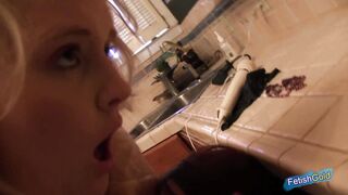 Busty brunette fucks with a big strapon her blonde girlfriend in the kitchen - 13 image