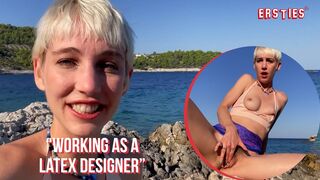 Ersties - Cute Blonde Annika Fingers Herself Outdoors For All To See - 1 image