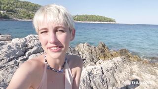 Ersties - Cute Blonde Annika Fingers Herself Outdoors For All To See - 10 image