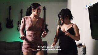 Romantic sexy lesbian girls dancing bachata and scissoring - 4 image