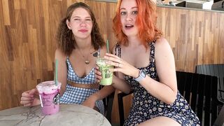 Two cute girls enjoying each other in public - 3 image