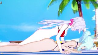 Cagliostro and Chris Yukine and Maria Cadenzavna Eve intense futanari sex. - Symphogear Hentai - 8 image