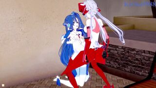 Tsubasa Kazanari and Maria Cadenzavna Eve and Chris Yukine intense lesbian play and futanari sex. - Symphogear Hentai - 10 image