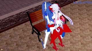 Tsubasa Kazanari and Maria Cadenzavna Eve and Chris Yukine intense lesbian play and futanari sex. - Symphogear Hentai - 13 image