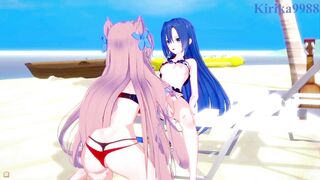 Tsubasa Kazanari and Maria Cadenzavna Eve and Chris Yukine intense lesbian play and futanari sex. - Symphogear Hentai - 4 image