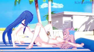 Tsubasa Kazanari and Maria Cadenzavna Eve and Chris Yukine intense lesbian play and futanari sex. - Symphogear Hentai