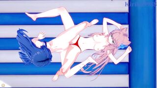 Tsubasa Kazanari and Maria Cadenzavna Eve and Chris Yukine intense lesbian play and futanari sex. - Symphogear Hentai - 8 image