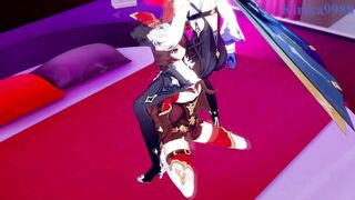 Amber and Eula and Jean Gunnhildr and Lisa Minci intense futanari sex. - Genshin Impact Hentai - 2 image