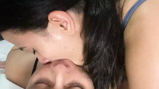 Lesbian Girl Fucks My Throat with Her Huge Tongue