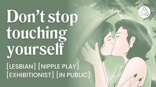 Finger fucking my lesbian girlfriend in the garden Sensual lesbian fingering raw wet pussy in public ASMR - 1 image