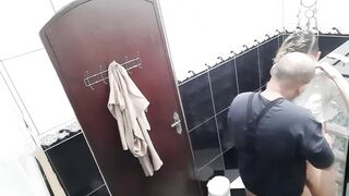 He paid to film the lesbian sucking and fucking in the bar's bathroom. - 13 image