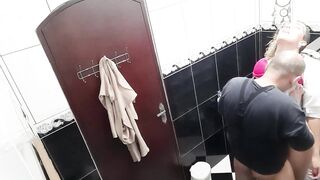 He paid to film the lesbian sucking and fucking in the bar's bathroom. - 14 image