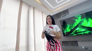 My cute stepsister models her new panties for me and makes me horny and want to fuck her. - 2 image