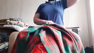 My shy stepsister licks my pussy under the blanket - 1 image